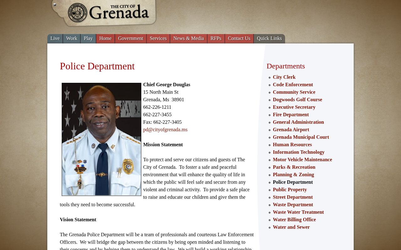 Grenada Police Department booking-record contact source
